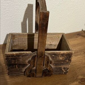 Distressed wood decorative box with handles media storage guitar detail